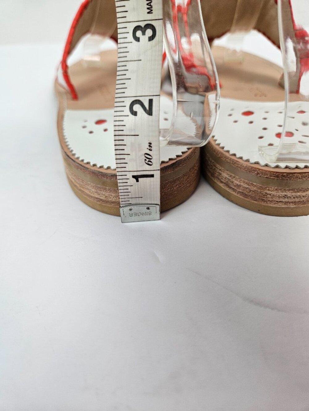 Jack Rogers Red/White Leather Embroidered Crab Sandal 10 - Picture 13 of 14